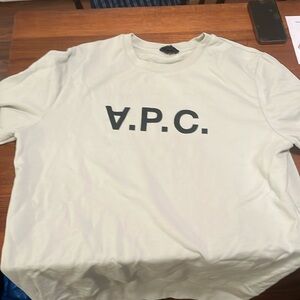 A.P.C. Men’s Mint Green with Velvet Lettering Crewneck Sweater XL